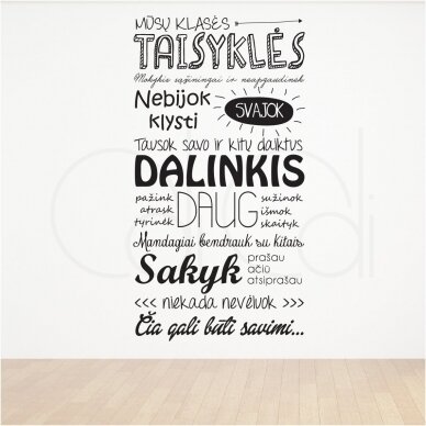 Lipdukas ant sienos „Klasės taisyklės“ didelis Lipdukas ant sienos „Klasės taisyklės“ didelis