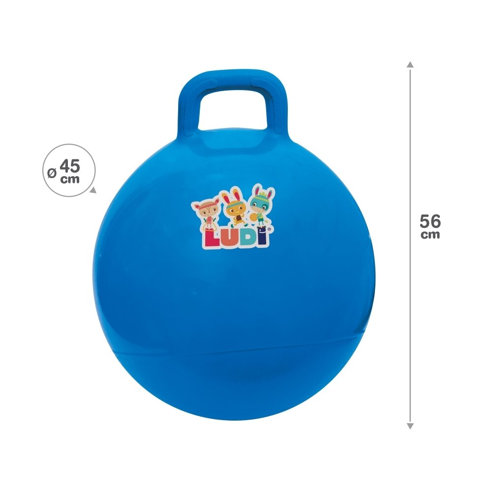 LUDI šokinėjimo kamuolys, mėlynas 45 cm 2 LUDI šokinėjimo kamuolys, mėlynas 45 cm 2