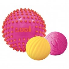 LUDI sensoriniai kamuoliukai, rožinė ir geltona, 3 vnt.