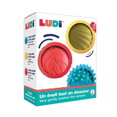 LUDI sensoriniai kamuoliukai, 3 vnt. LUDI sensoriniai kamuoliukai, 3 vnt.
