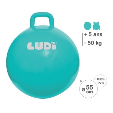 LUDI šokinėjimo kamuolys, mėlynas 55 cm 2 LUDI šokinėjimo kamuolys, mėlynas 55 cm 2