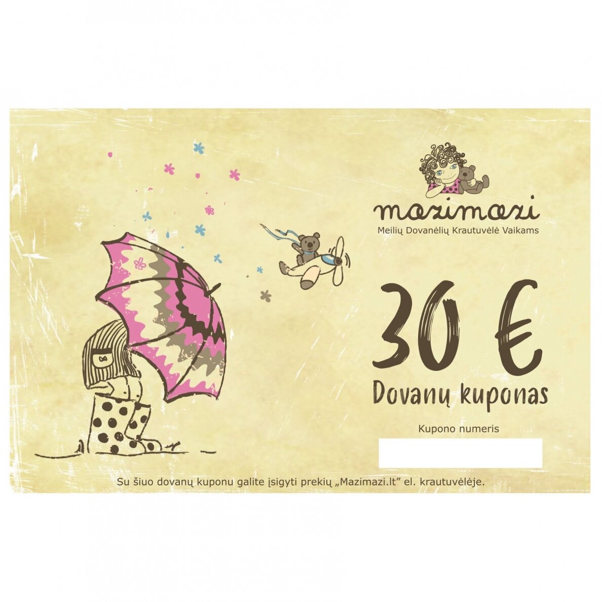 mazimazi.lt parduotuvės elektroninis dovanų kuponas 30eur