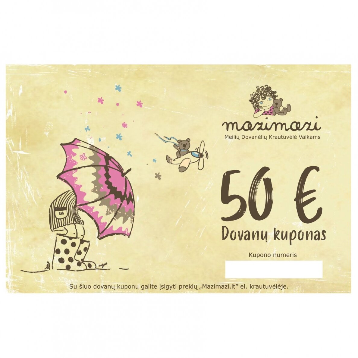mazimazi.lt parduotuvės elektroninis dovanų kuponas 50eur mazimazi.lt parduotuvės elektroninis dovanų kuponas 50eur