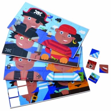 Magnetinių mozaikų rinkinys Piratai, 6 vaikams 2