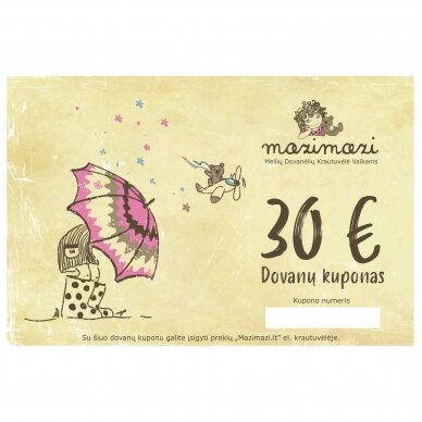 mazimazi.lt parduotuvės elektroninis dovanų kuponas 30eur mazimazi.lt parduotuvės elektroninis dovanų kuponas 30eur