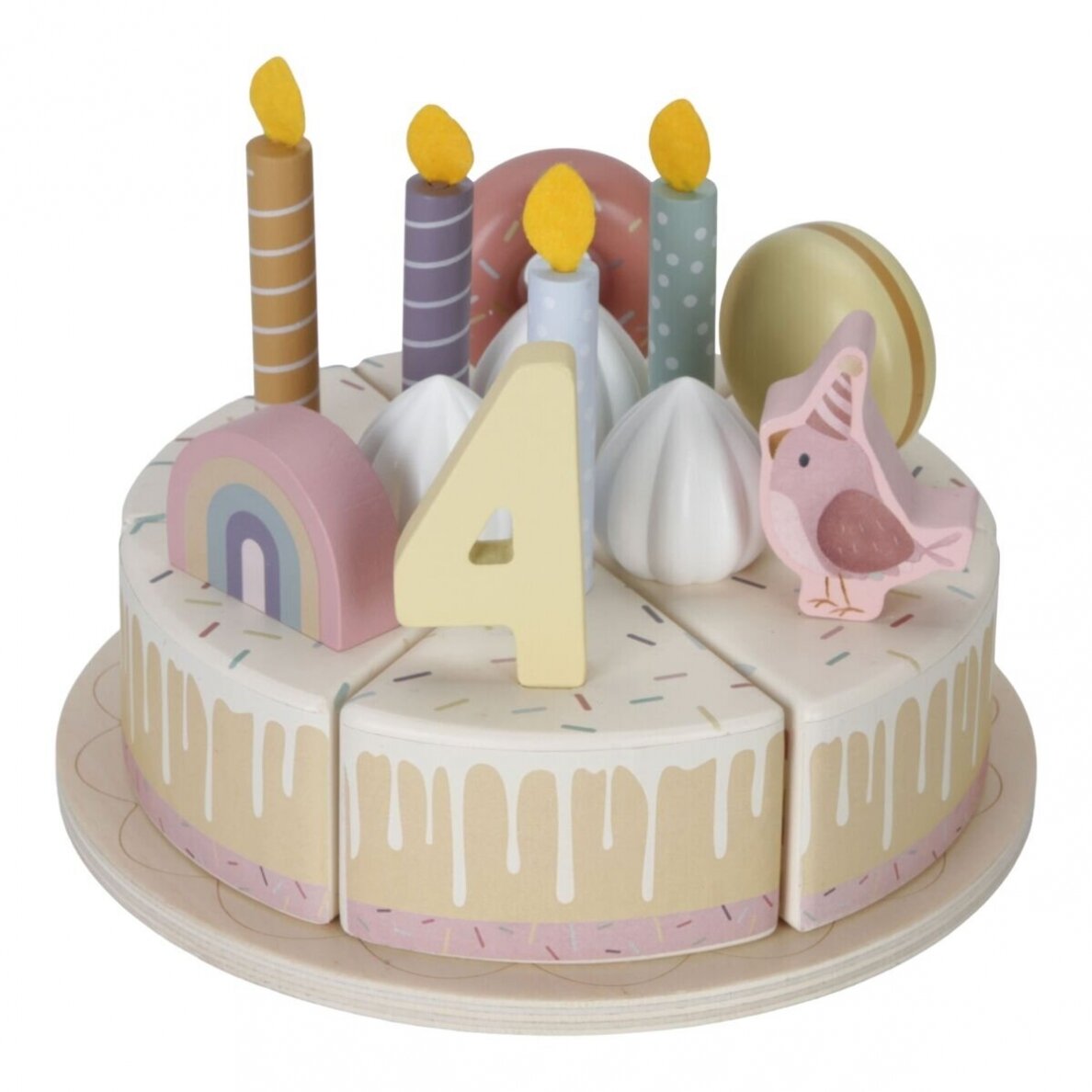 Medinis gimtadienio tortas Little Dutch, rausvas Medinis gimtadienio tortas Little Dutch, rausvas