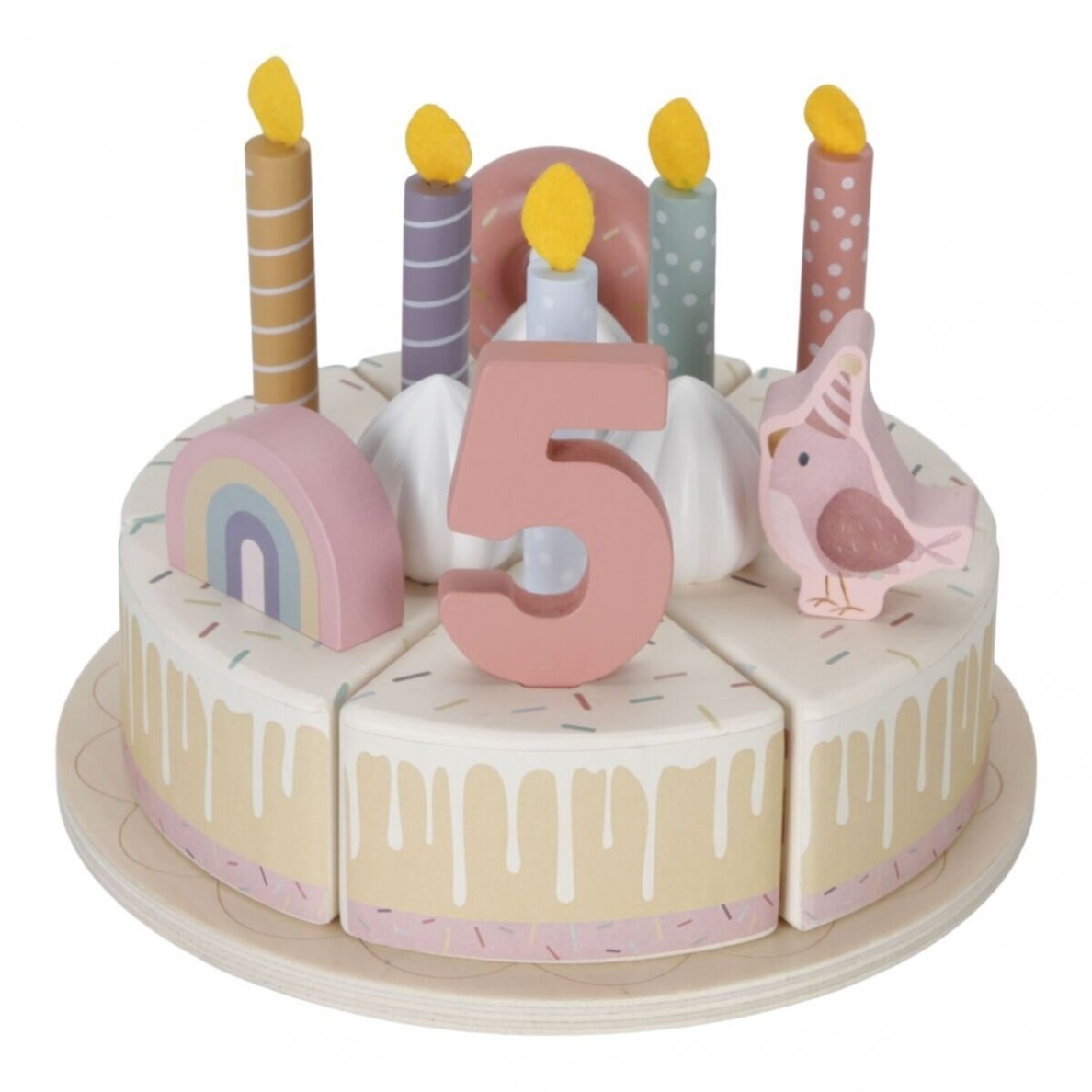 Medinis gimtadienio tortas Little Dutch, rausvas 6 Medinis gimtadienio tortas Little Dutch, rausvas 6