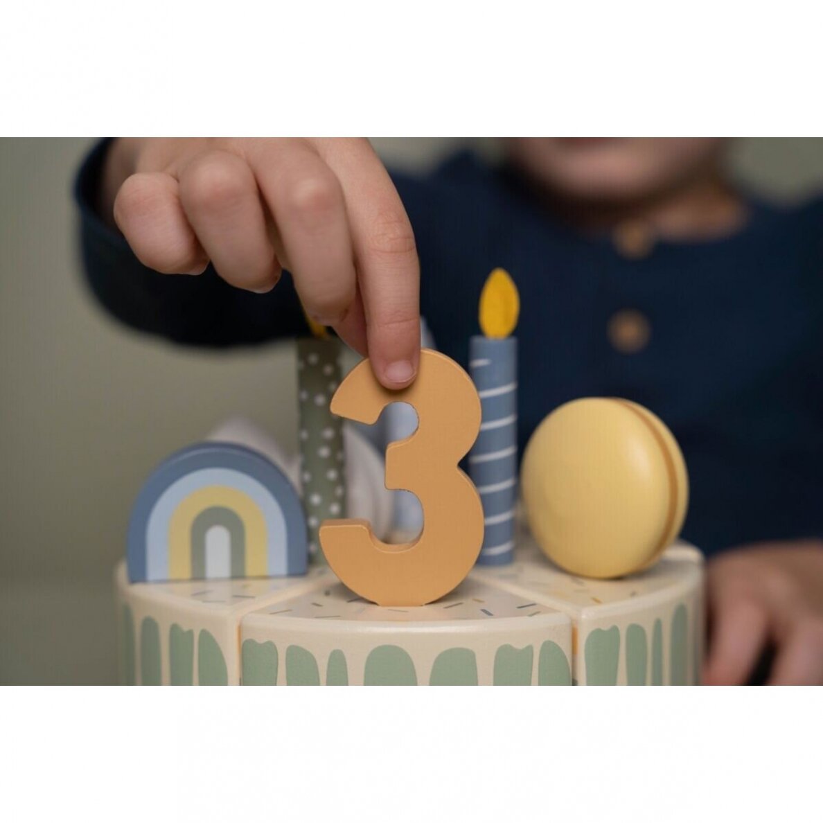 Medinis gimtadienio tortas Little Dutch, melsvas 6 Medinis gimtadienio tortas Little Dutch, melsvas 6
