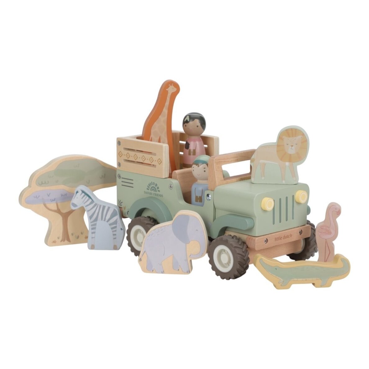 Medinis safario automobilis su gyvūnais LITTLE DUTCH „Safari Friends“