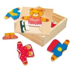 Medinė dėlionė-žaidimas "Aprenk meškutę Bertą", 3+ Medinė dėlionė-žaidimas "Aprenk meškutę Bertą", 3+