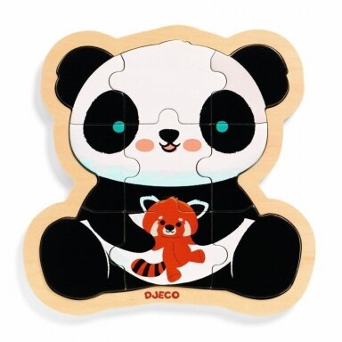 Medinė dėlionė Panda, 9 detalių Medinė dėlionė Panda, 9 detalių
