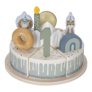 Medinis gimtadienio tortas Little Dutch, melsvas Medinis gimtadienio tortas Little Dutch, melsvas