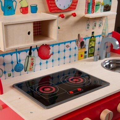 Medinė raudona virtuvėlė su indais 8