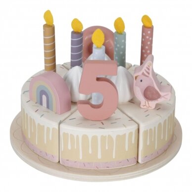 Medinis gimtadienio tortas Little Dutch, rausvas 6 Medinis gimtadienio tortas Little Dutch, rausvas 6