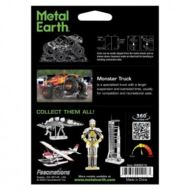 Metalinis 3D konstruktorius Metal Earth Sunkvežimis Monstras 4