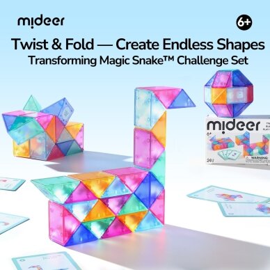 Mideer Twist & Fold „Magic Snake“ galvosūkis su 48 užduočių kortelėmis Mideer Twist & Fold „Magic Snake“ galvosūkis su 48 užduočių kortelėmis