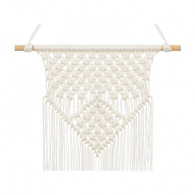 Macrame dekoracija, balta 30x49cm 1 Macrame dekoracija, balta 30x49cm 1