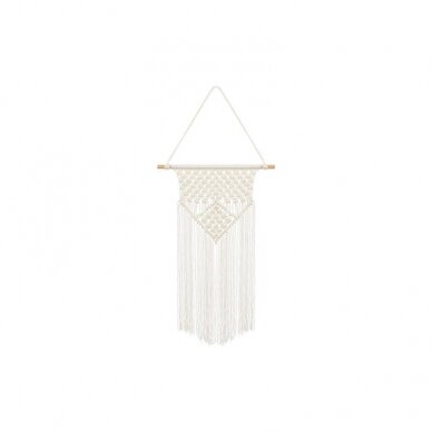 Macrame dekoracija, balta 30x49cm Macrame dekoracija, balta 30x49cm