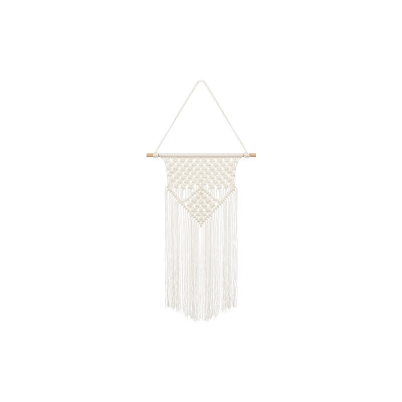 Macrame dekoracija, balta 30x49cm Macrame dekoracija, balta 30x49cm