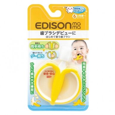 Pirmasis dantų šepetėlis EDISONmama „Bananas“ 1 Pirmasis dantų šepetėlis EDISONmama „Bananas“ 1