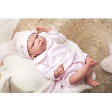 Reborn kūdikėlis su rožiniais rūbeliais, 40 cm