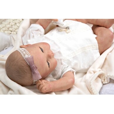 Reborn lėlytė baltais rūbeliais, mergaitė, 45 cm 1 Reborn lėlytė baltais rūbeliais, mergaitė, 45 cm 1