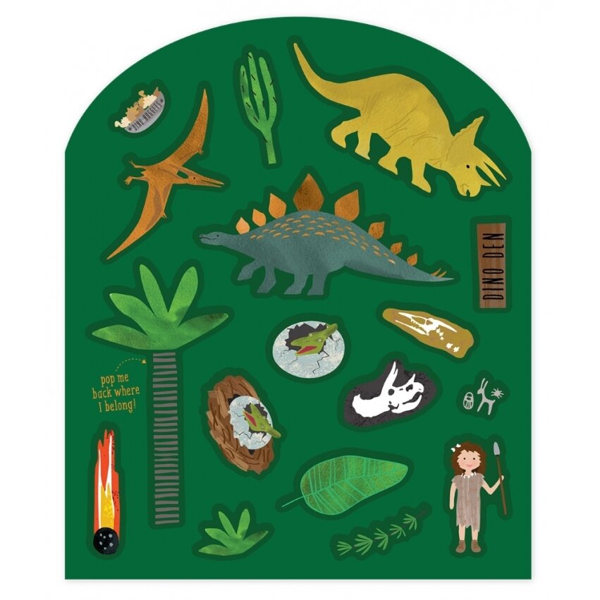 Rinkinys su daugkartiniais lipdukais, Dinozaurai 6 Rinkinys su daugkartiniais lipdukais, Dinozaurai 6