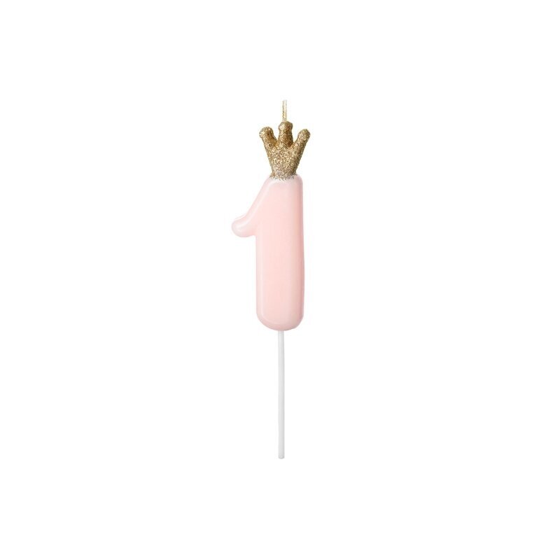 Žvakutė Skaičius su karūna, rausva 9,5cm 4 Žvakutė Skaičius su karūna, rausva 9,5cm 4