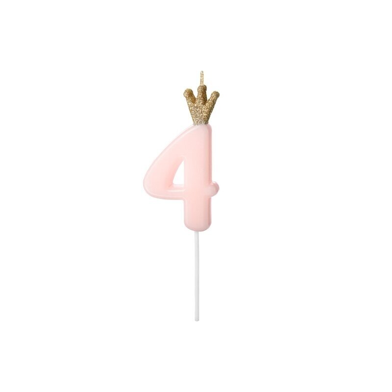 Žvakutė Skaičius su karūna, rausva 9,5cm 7 Žvakutė Skaičius su karūna, rausva 9,5cm 7