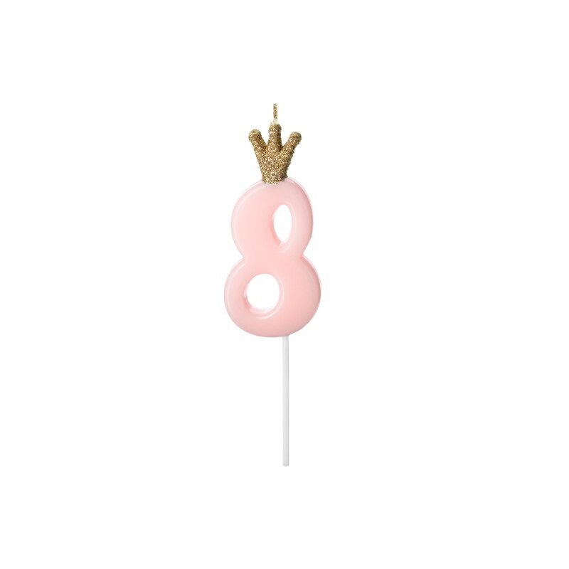 Žvakutė Skaičius su karūna, rausva 9,5cm 11 Žvakutė Skaičius su karūna, rausva 9,5cm 11
