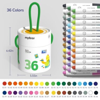 Šilkinės kreidelės mideer 36 spalvos Šilkinės kreidelės mideer 36 spalvos