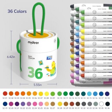 Šilkinės kreidelės mideer 36 spalvos 1 Šilkinės kreidelės mideer 36 spalvos 1