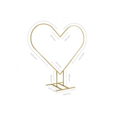 Širdelės formos fono stovas, auksinis, 2m 2