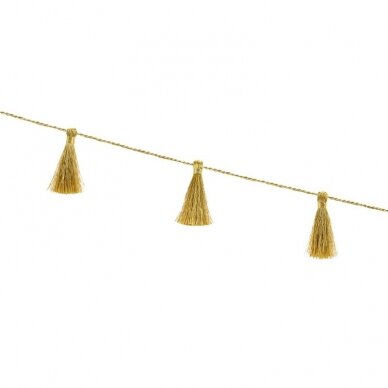 Siūlų kutų girlianda auksinė 1,9m 2 Siūlų kutų girlianda auksinė 1,9m 2