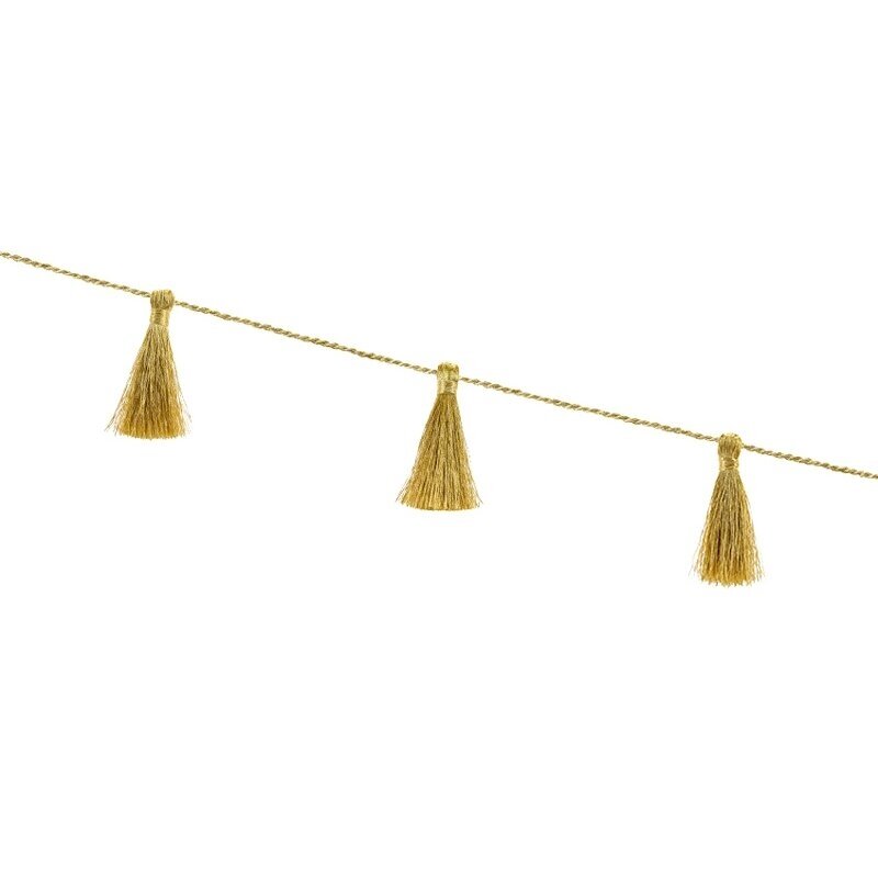 Siūlų kutų girlianda auksinė 1,9m 2 Siūlų kutų girlianda auksinė 1,9m 2