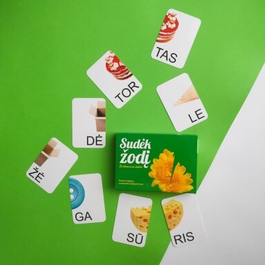 Skaitymo kortelės „Sudėk žodį. Dviskiemeniai žodžiai“