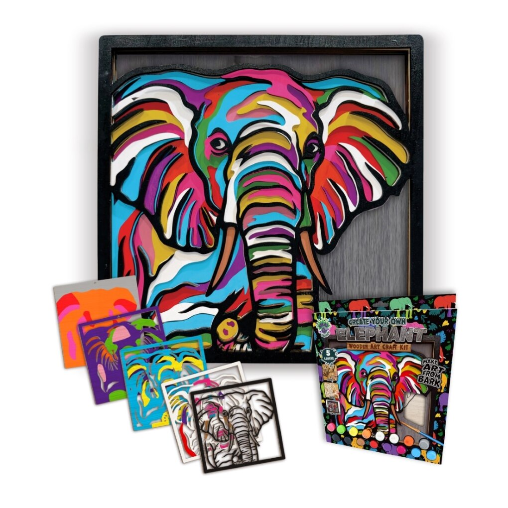 Splat Planet medinis 3D spalvinimo paveikslas, Dramblys 5