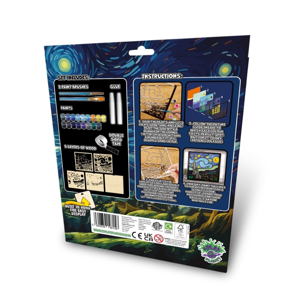 Splat Planet medinis 3D spalvinimo paveikslas, Žvaigždėta naktis 2 Splat Planet medinis 3D spalvinimo paveikslas, Žvaigždėta naktis 2