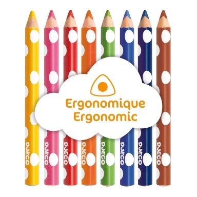 Spalvoti ergonomiški pieštukai, 8 spalvos Spalvoti ergonomiški pieštukai, 8 spalvos