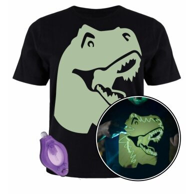 Splat Planet šviečiantys tamsoje marškinėliai, Dinozauras