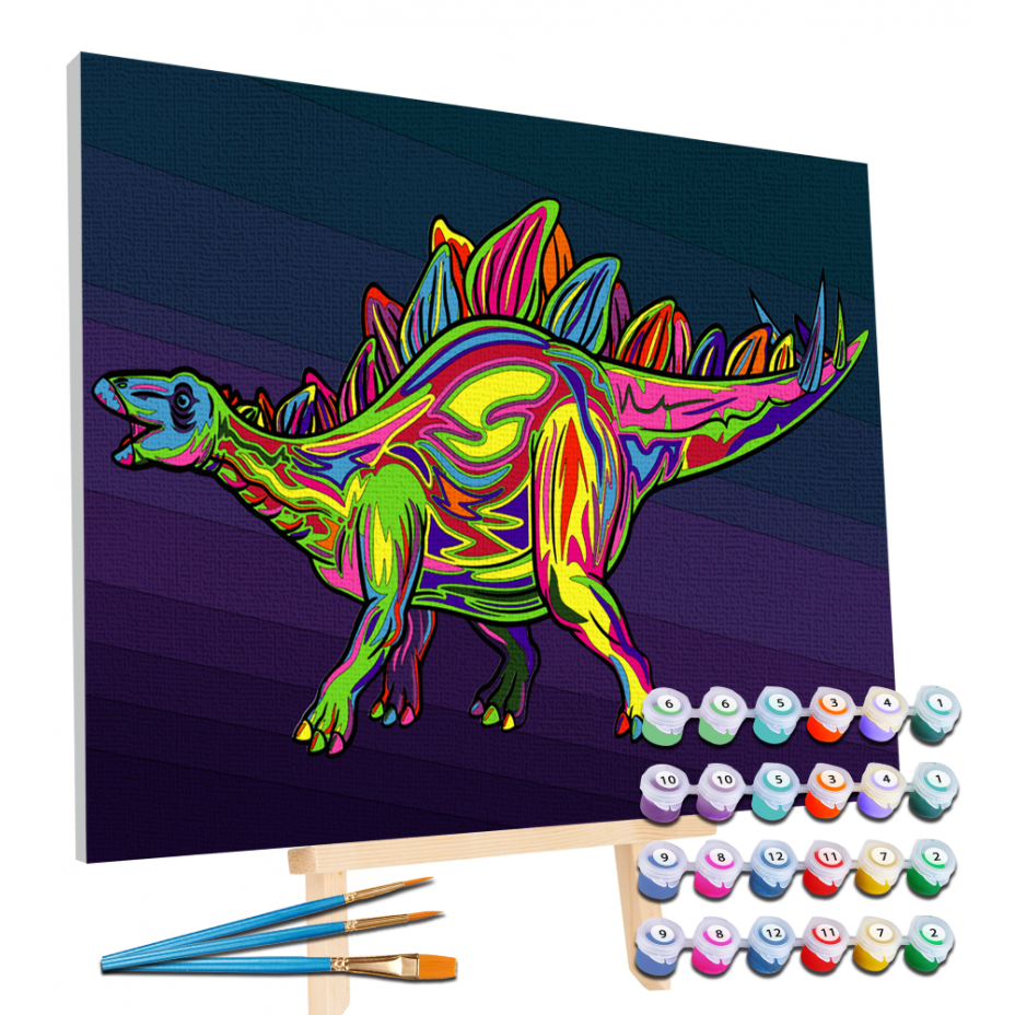 Splat Planet tapyba pagal skaičius, STEGOZAURAS 30x40 cm 2 Splat Planet tapyba pagal skaičius, STEGOZAURAS 30x40 cm 2