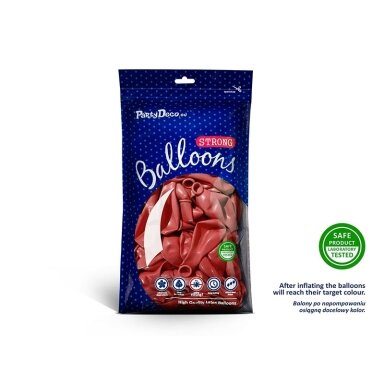 Stiprūs balionai Aguonų raudona, blizgūs 30 cm, 50vnt Stiprūs balionai Aguonų raudona, blizgūs 30 cm, 50vnt