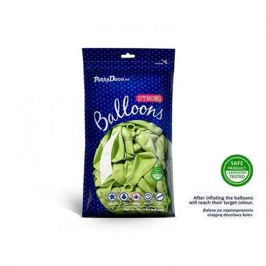 Stiprūs balionai Laimo žalumo, blizgūs 30 cm, 50vnt 1 Stiprūs balionai Laimo žalumo, blizgūs 30 cm, 50vnt 1