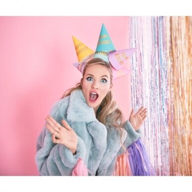 Šventinės kepurėlės Happy Birthday, 6vnt 1 Šventinės kepurėlės Happy Birthday, 6vnt 1