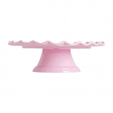 Tortinė ant kojelės, rausva banguota 27cm 2 Tortinė ant kojelės, rausva banguota 27cm 2