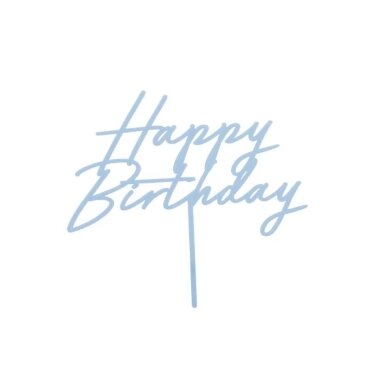 Torto papuošimas Happy Birthday, melsvas Torto papuošimas Happy Birthday, melsvas