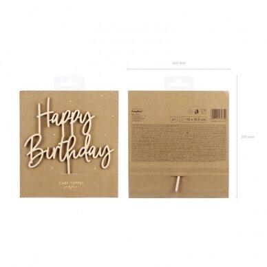 Torto papuošimas medinis Happy Birthday 5 Torto papuošimas medinis Happy Birthday 5