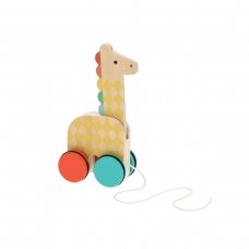 Traukiamas medinis žaislas Petit Collage Žirafa
