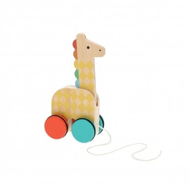 Traukiamas medinis žaislas Petit Collage Žirafa