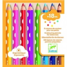 Spalvoti ergonomiški pieštukai, 8 spalvos
